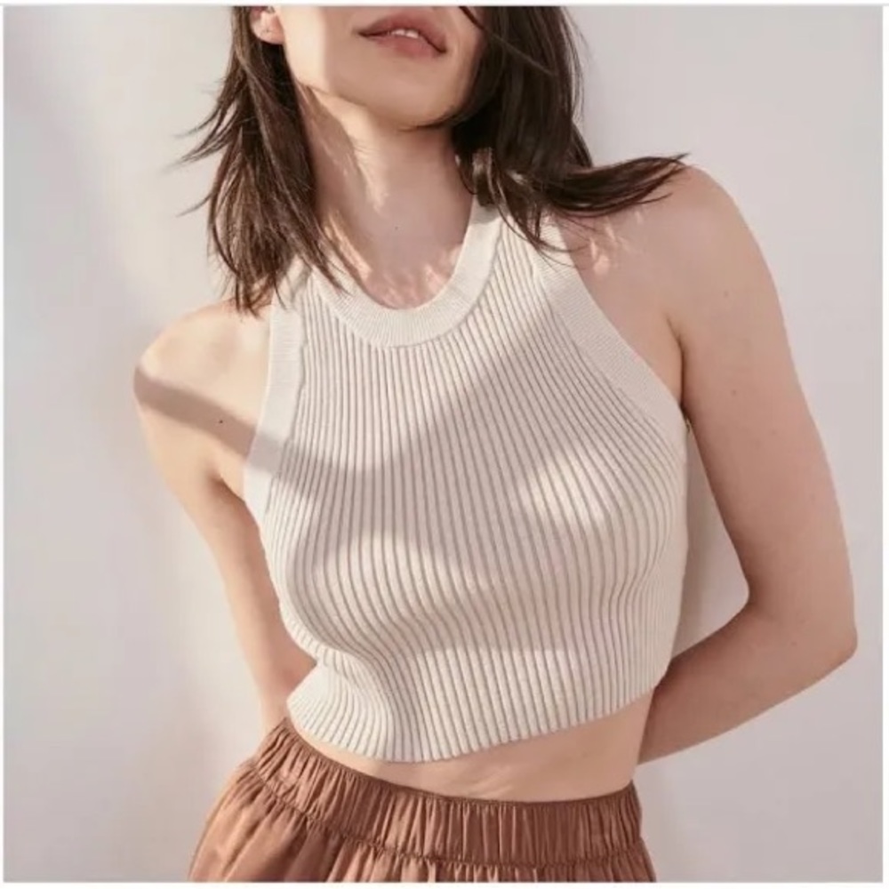 Lunya Cozy Cotton Silk Crop Tank | Size M | Calm Tan | Like new